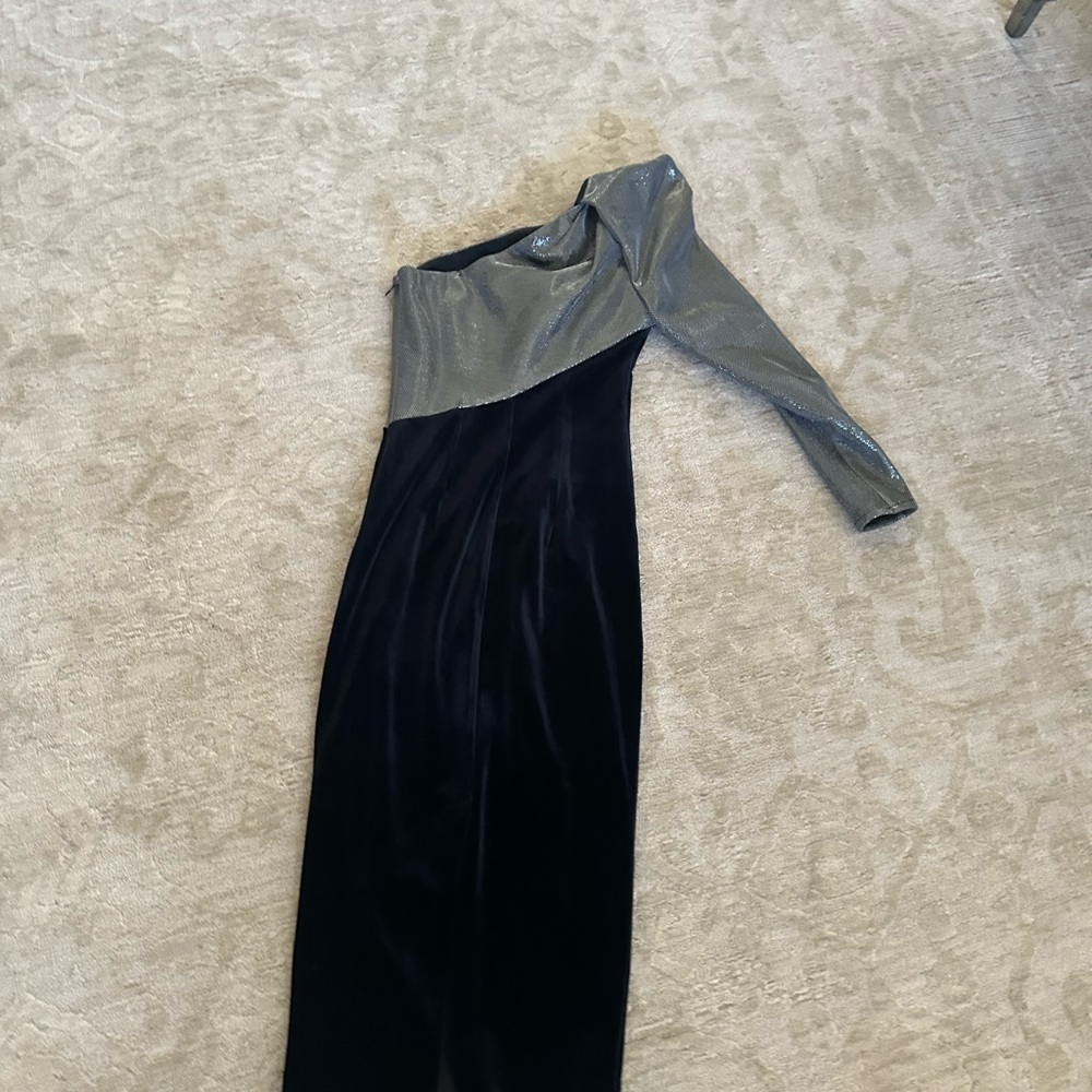 Black velvet and silver sequins dress